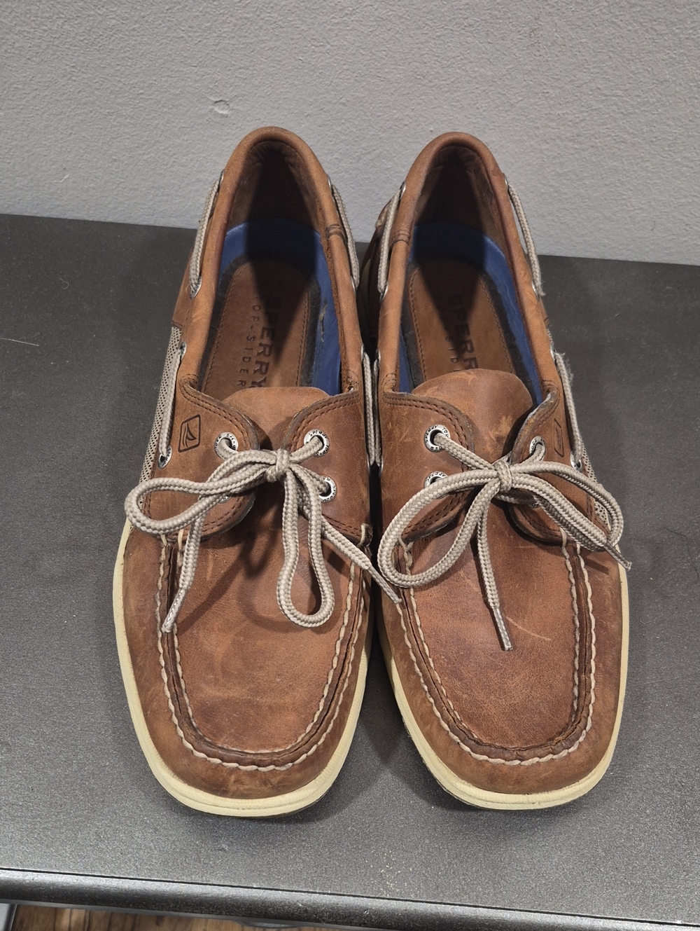 Sperry Brown Leather Boat Shoes with Cream Sole